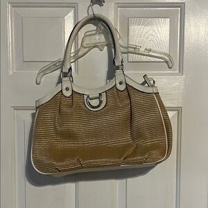 Chic Tan and White Women's Shoulder Bag